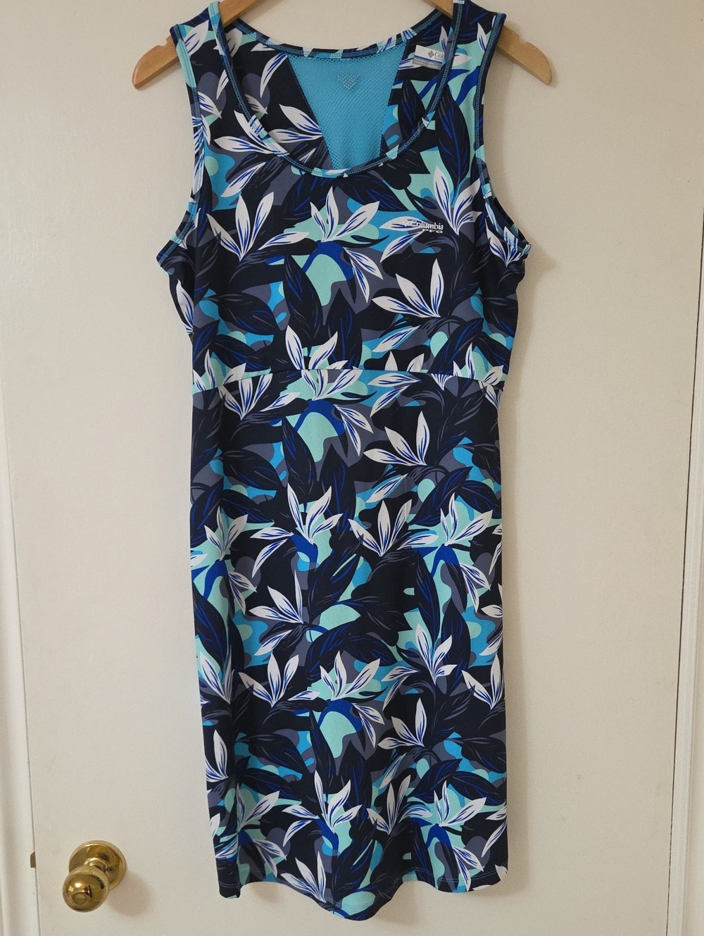 Columbia Navy & Teal Leaf-Print Tank Dress